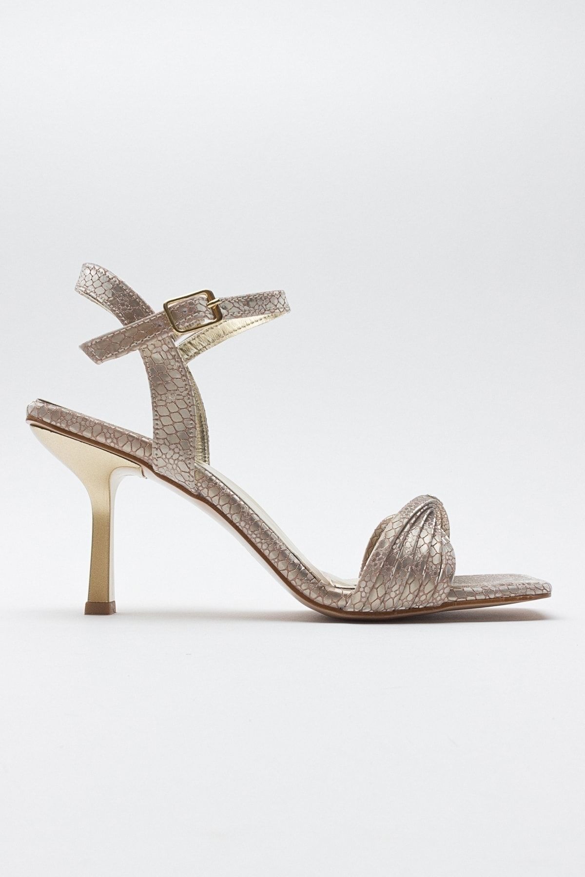 کفش مجلسی طلایی زنانه پاشنه الگوی طلا اورجینال luvishoes