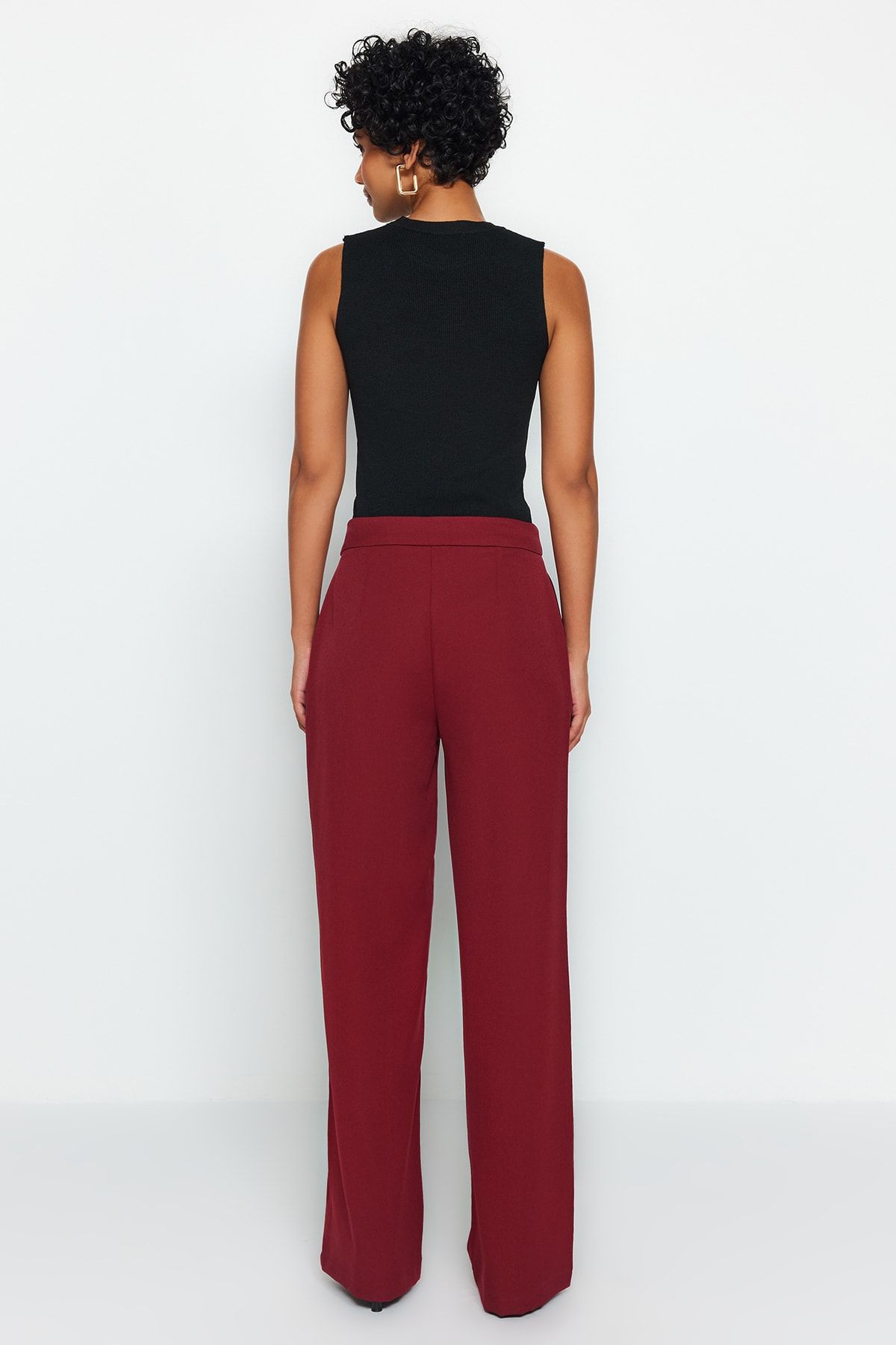 Trendyol Collection-Weinrote gewebte Hose mit weitem Bein – TWOAW22PL0139 6