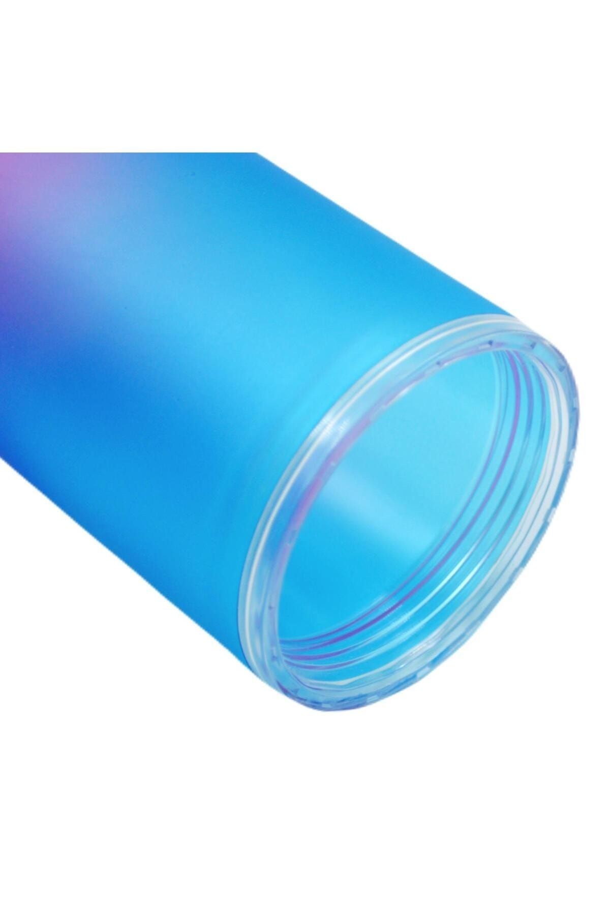 BottleBoss-Double Layer Double Colored Leak Proof Cup Flask with Straw 480 ml Blue 6