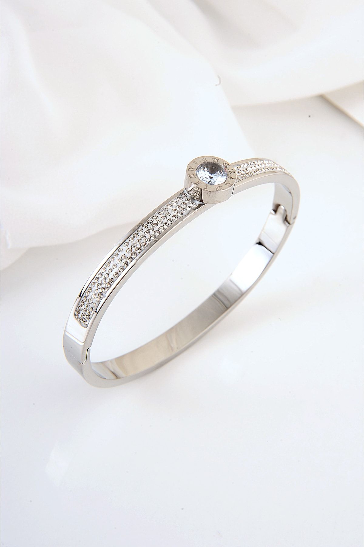 EUROMODA Steel Specially Designed Zircon Stone Gold and Silver