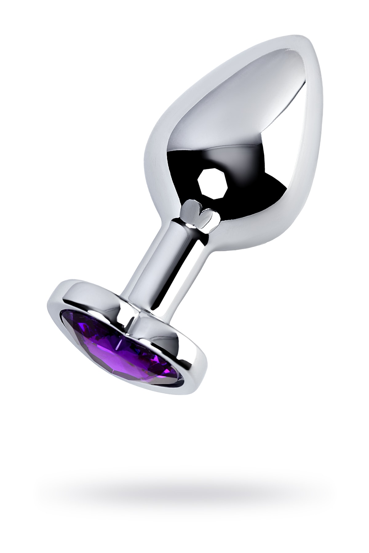 Metal Kalpli Anal Plug mor kristalli 8 cm çap 3,4 cm 85 g