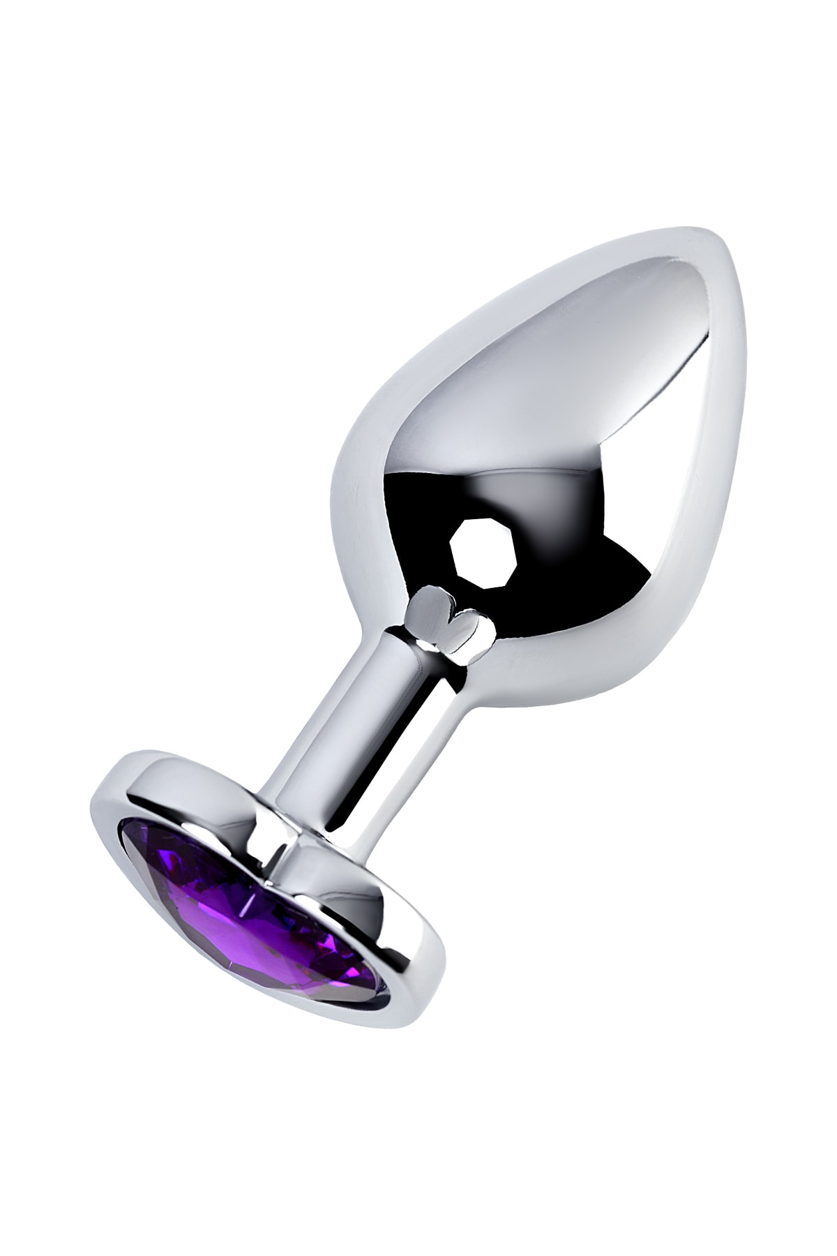 Metal Kalpli Anal Plug mor kristalli 8 cm çap 3,4 cm 85 g 2