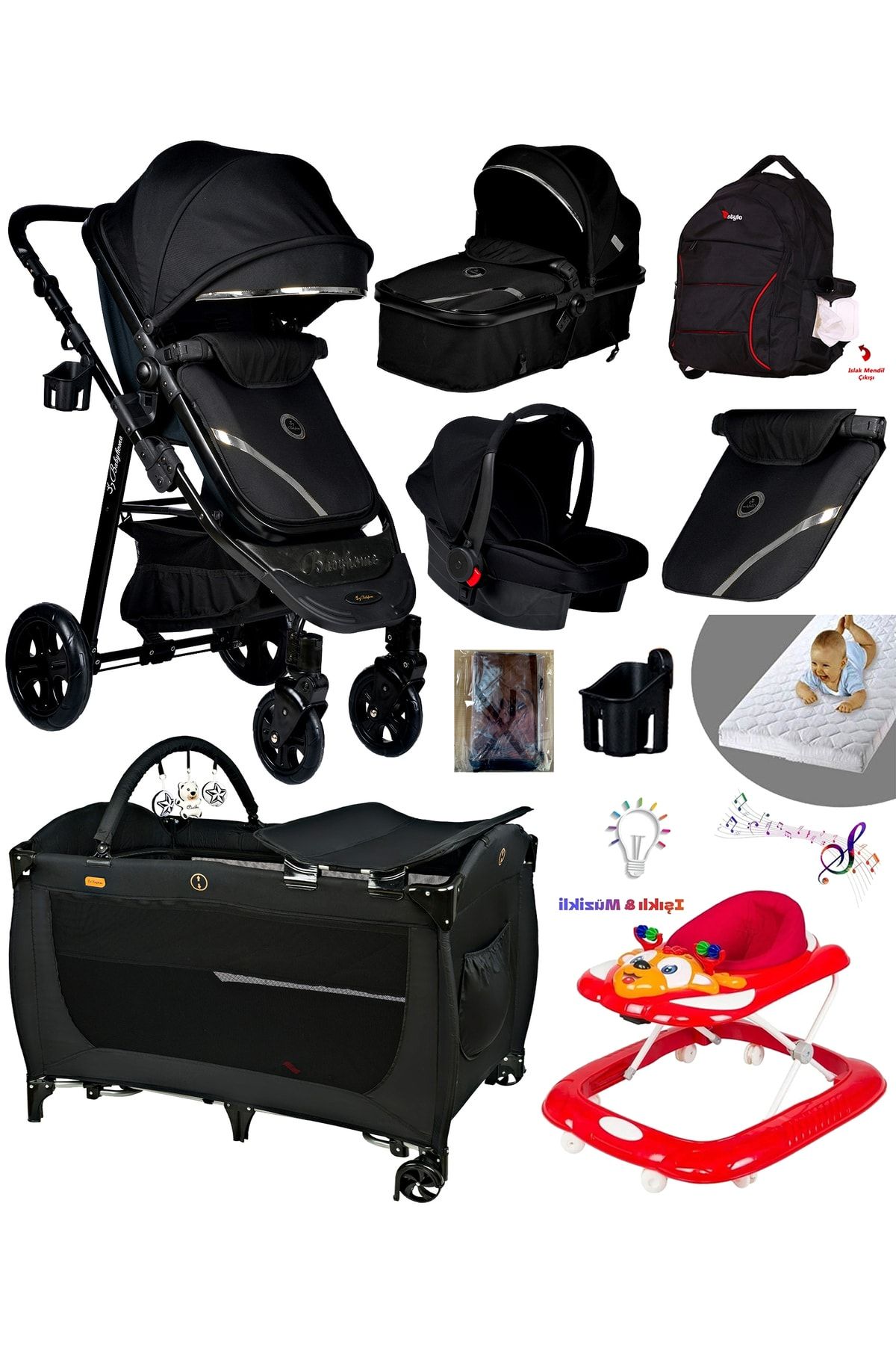 Baby Home 10 в 1 Набор для новорожденных 940 Travel System Детская коляска 560 Манеж Колыбель Deer Walker 000007.000116