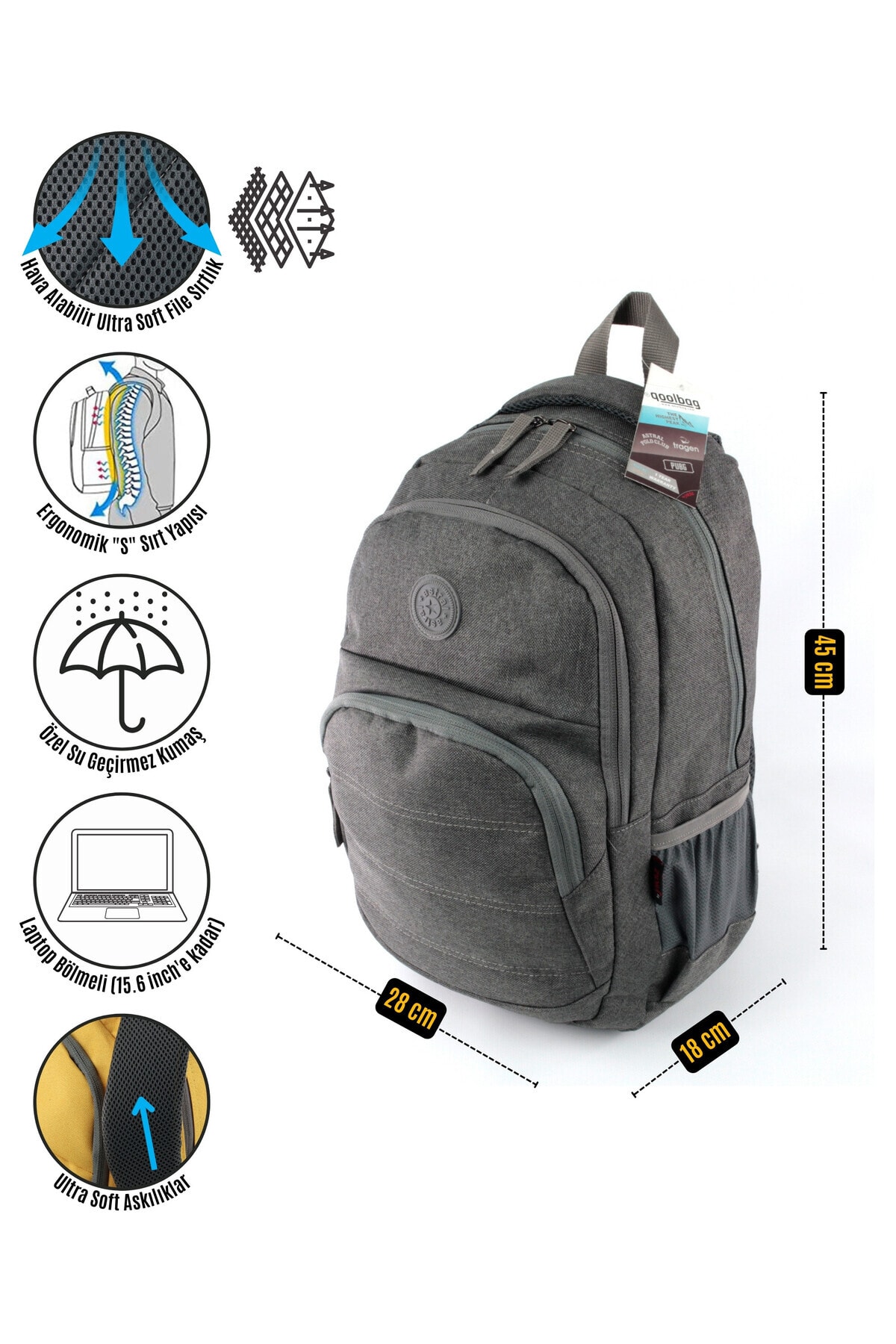 کوله پشتی زنانه خاکستری qoolbag | TYC5KKS46N168859631184578 اورجینال - تصویر 7