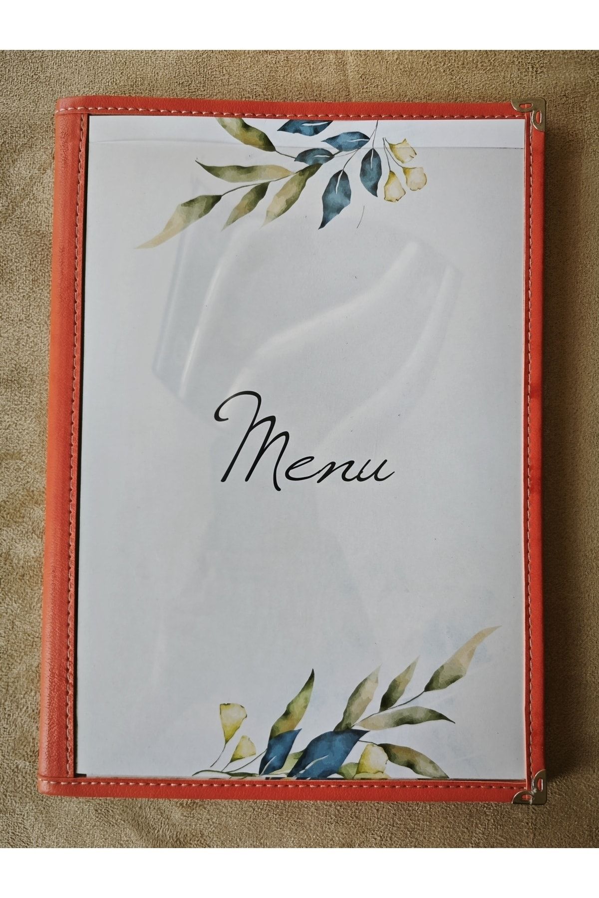 ankara menü-(1 piece ] Leather Binding A4 4 Sheets 8 Page Capacity Transparent, PVC, Acetate Menu Case 1