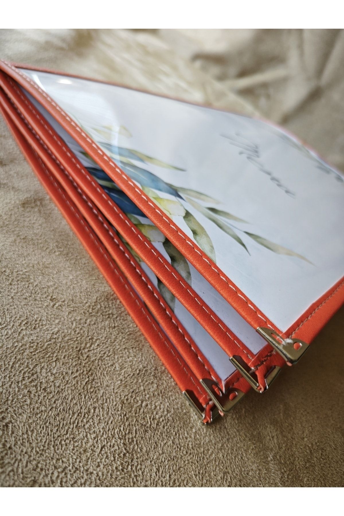 ankara menü-(1 piece ] Leather Binding A4 4 Sheets 8 Page Capacity Transparent, PVC, Acetate Menu Case 8
