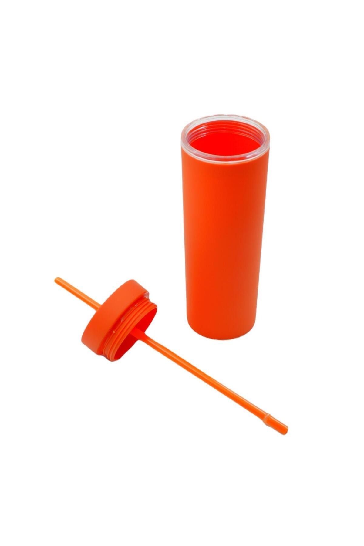 BottleBoss-Double Layer Leak Proof Lid Cup Flask with Straw 480 Ml Orange 6