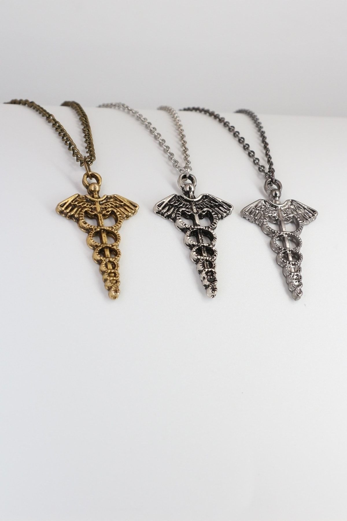 Dukkanka Medicine Symbol Caduceus Necklace Set of 3 Trendyol