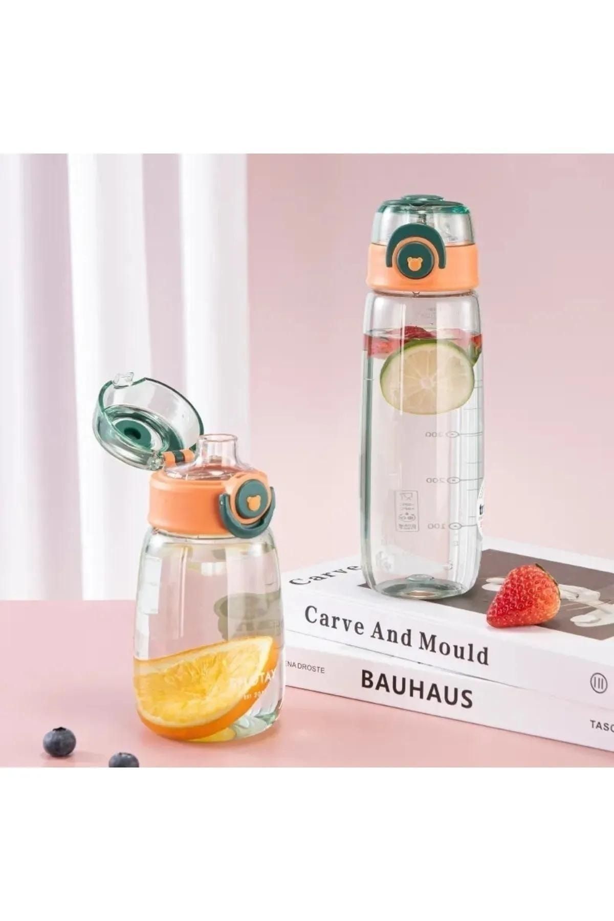 Shotay-650 ml Cute Bear Comfortable Drinking Tritan Water Bottle with Measuring Scale 7