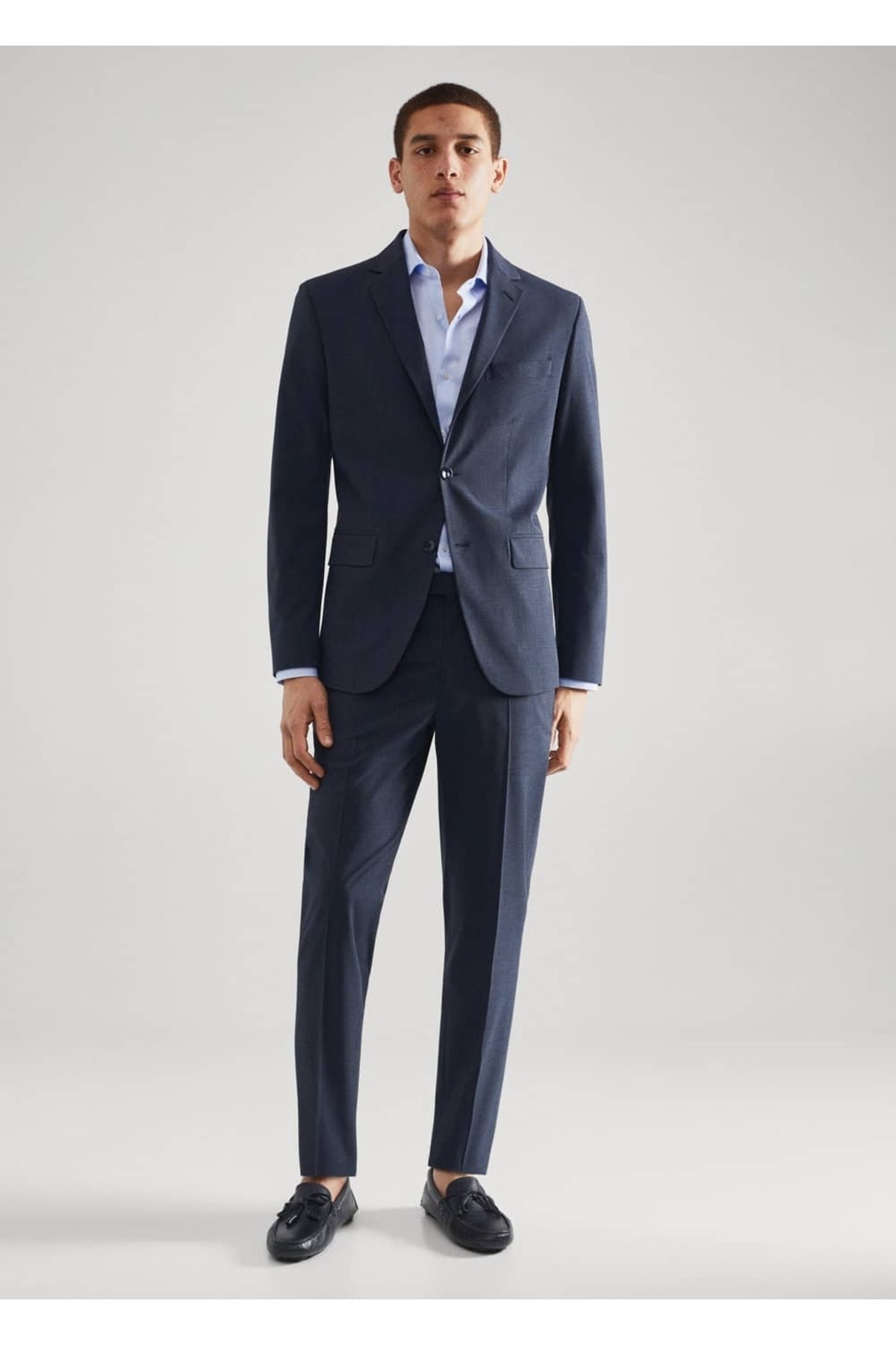 پیراهن مردانه آبی منگوMANGO Man | 47025911 اورجینال - تصویر 2