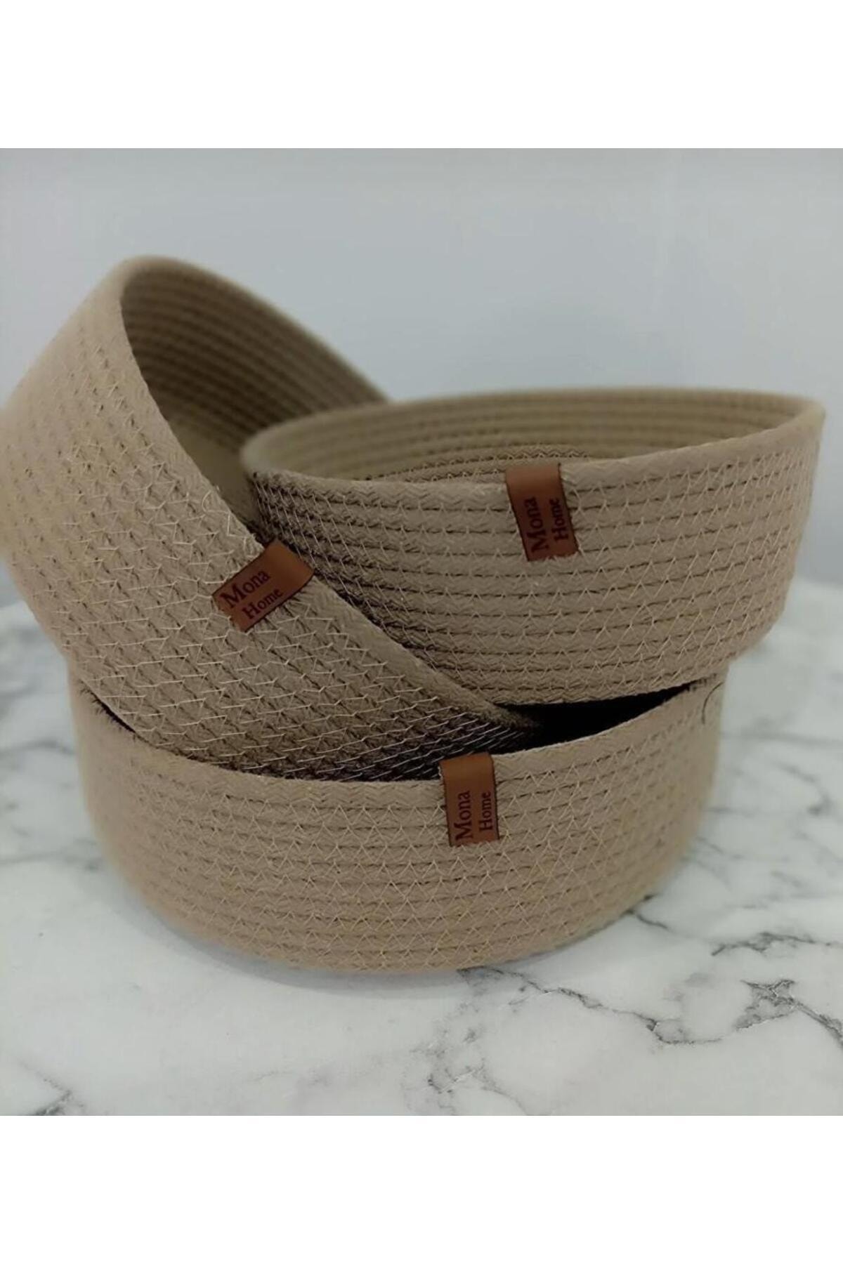 Wicker Basket Set of 3,Hand-Woven, Multipurpose Basket, Bathroom and Kitchen Organizer Concept00042