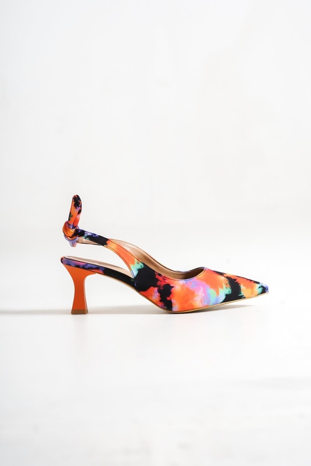 Modabuymus-Minipony Orange Tie-dye Stiletto Low Heel Shoes 4