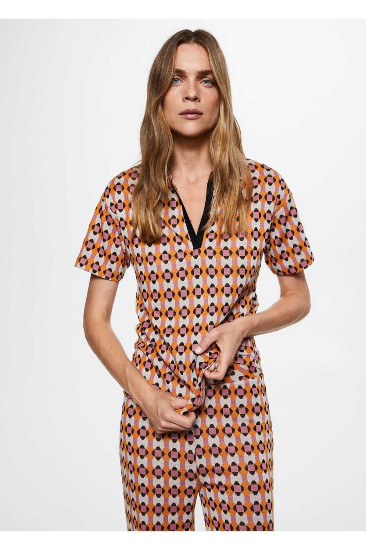 MANGO Woman-Retro Patterned Trousers 1