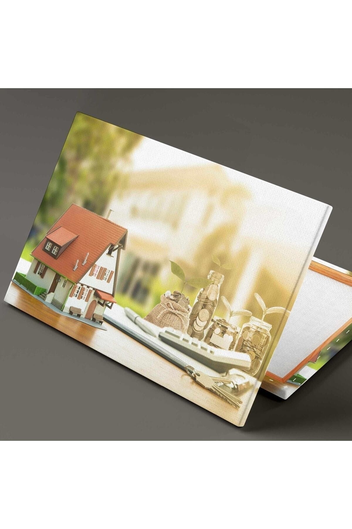 Emlak Ev Real Estate Birikim Hesap Makinası Kanvas Tablo