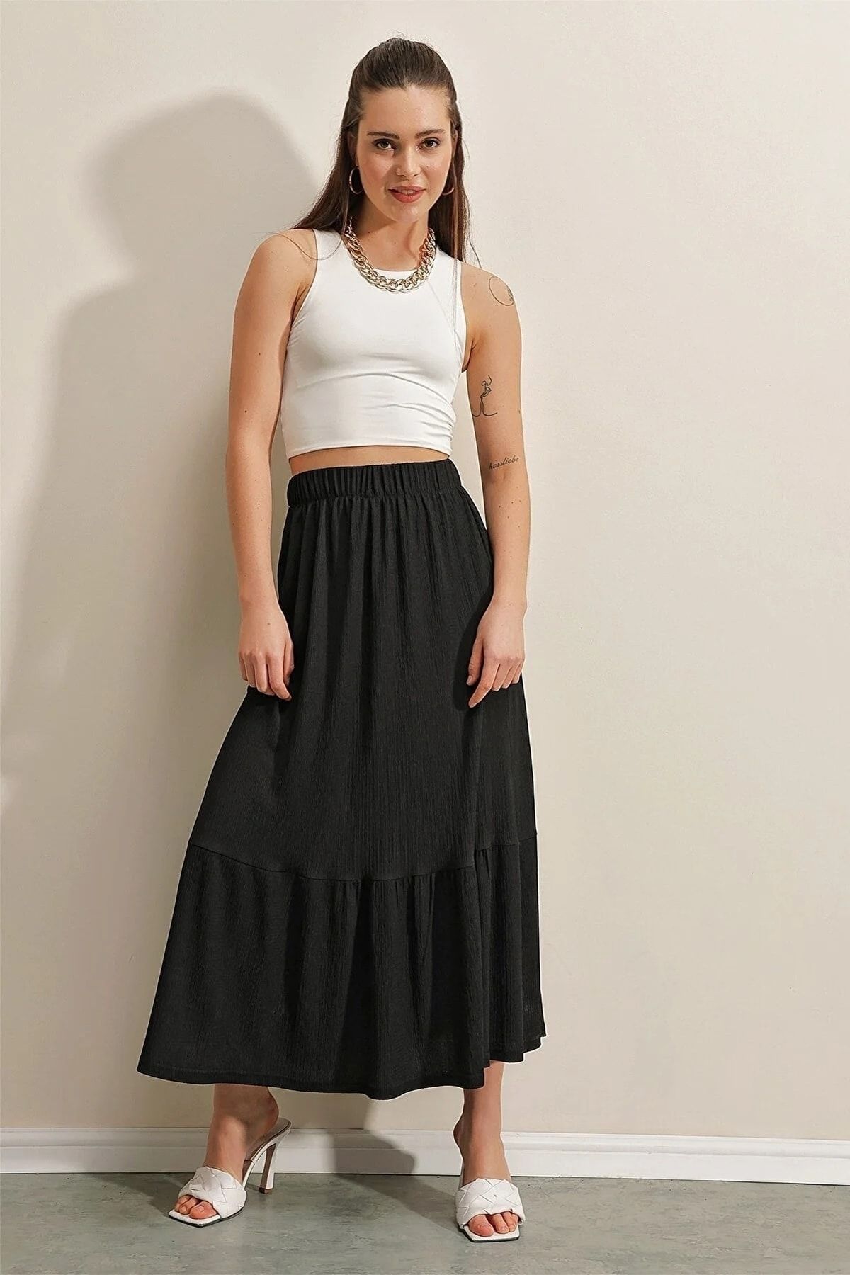 Petite maxi skirt elastic waist on sale