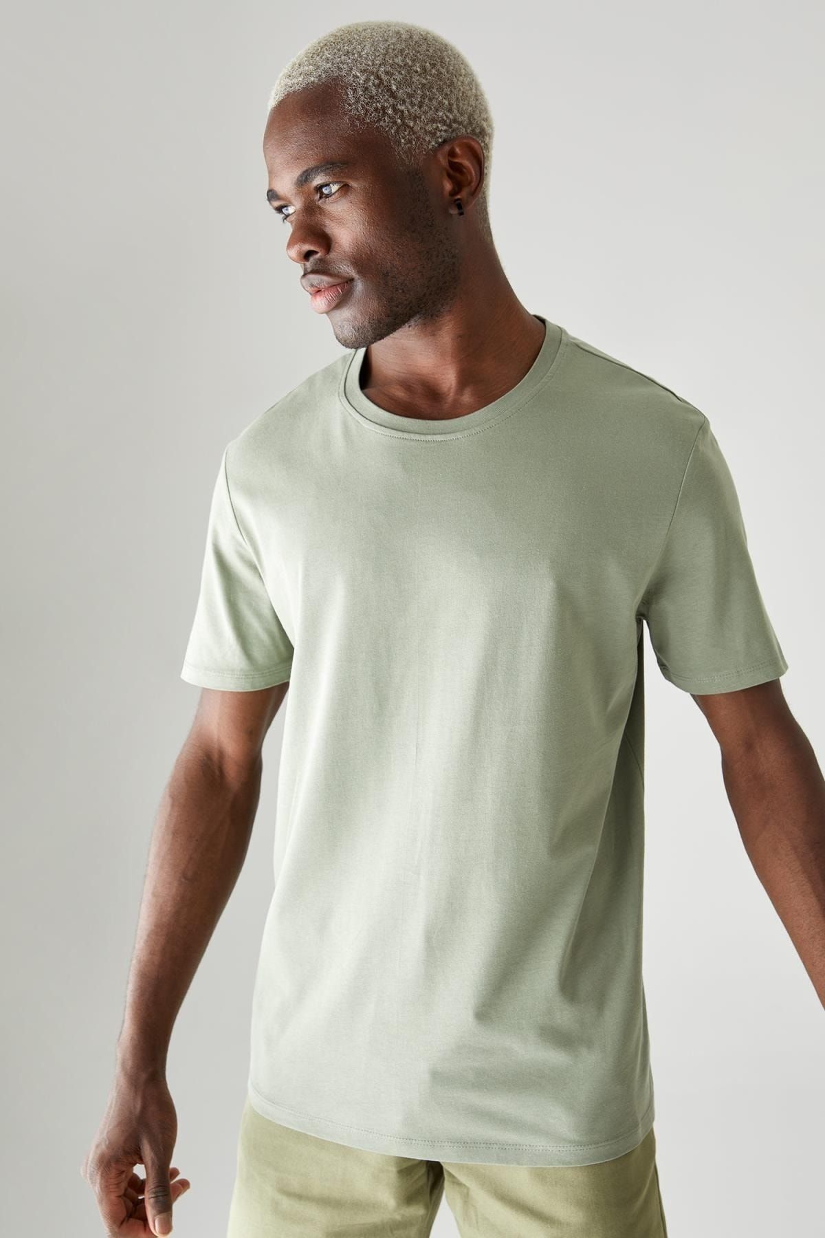 تی شرت آستین کوتاه مردانه رنگ سبز روشن از برند دفاکتو DeFacto (برند ترکیه)