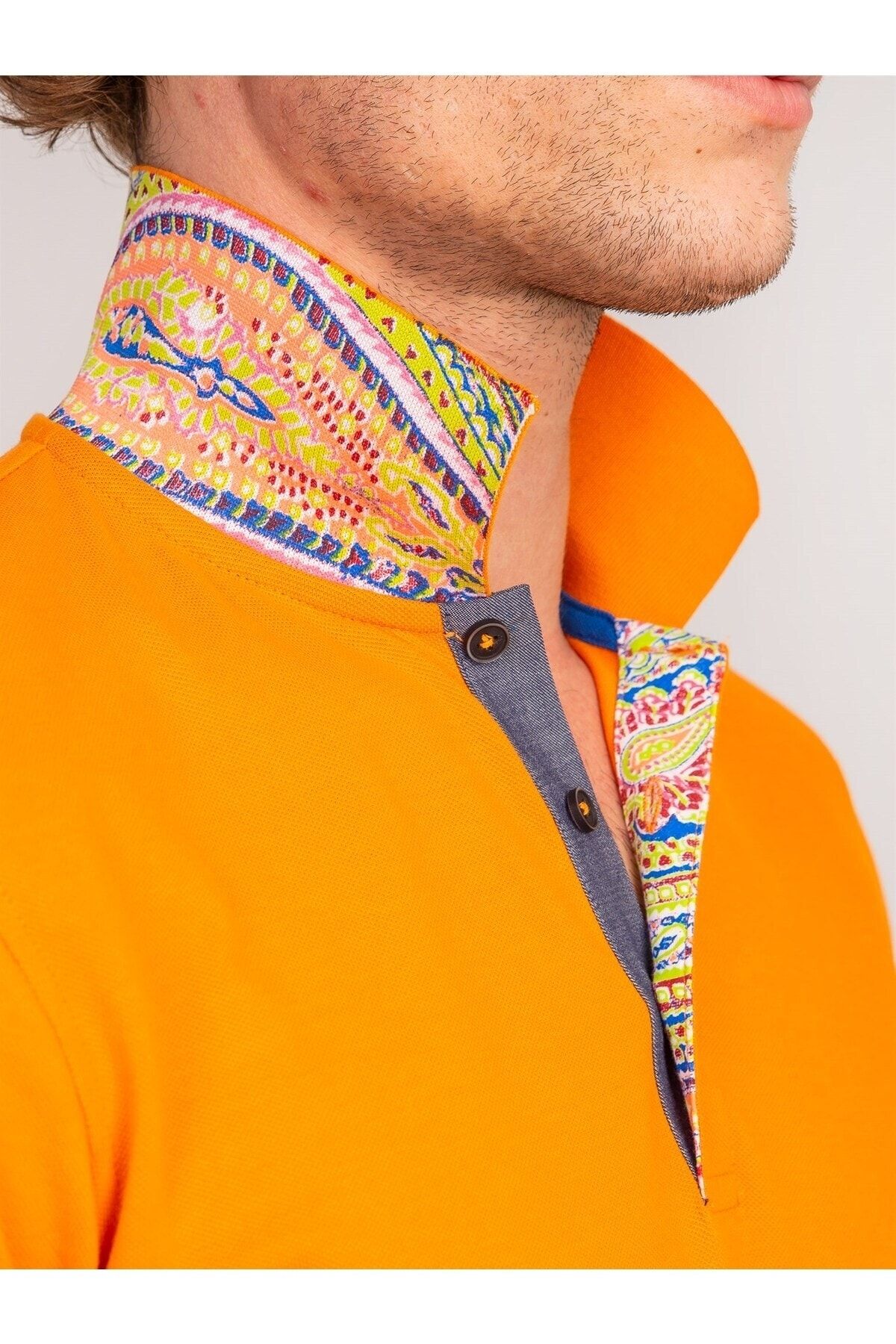 تی شرت مردانه یقه پولو مرسریز اسلیم فیت نارنجی دوفی Dufy (برند ترکیه)