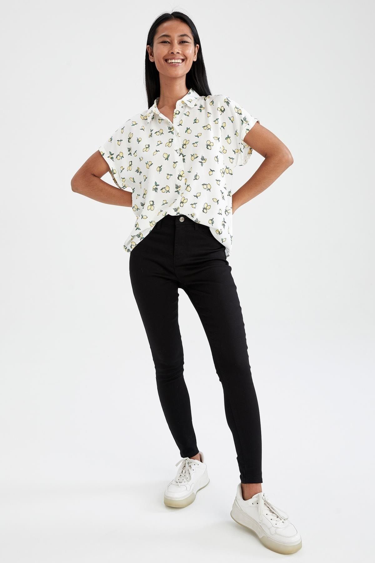 DeFacto-Regular Fit Polka Dot Patterned Viscose Shirt 2