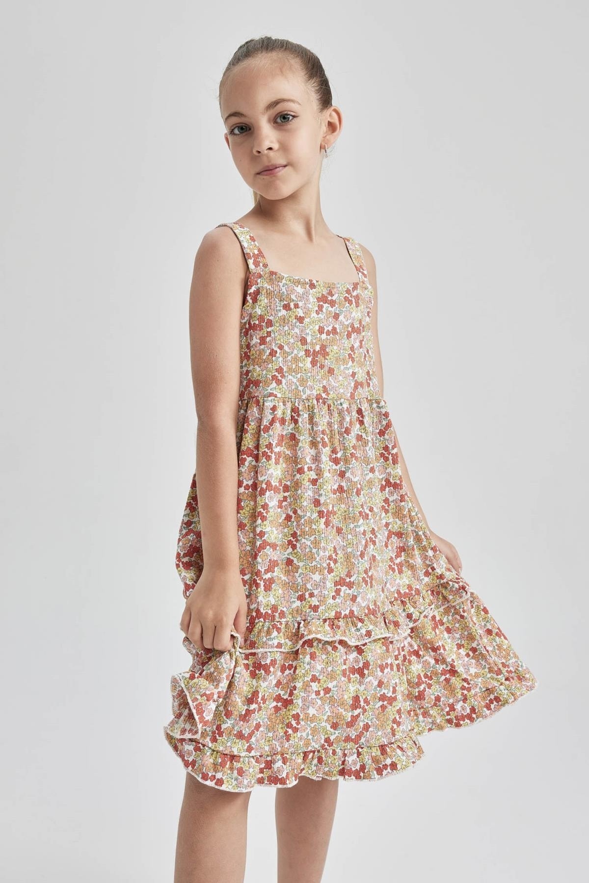 لباس مجلسی دخترانه نارنجی دفکتوDefacto | W7756A622SM اورجینال - تصویر 4