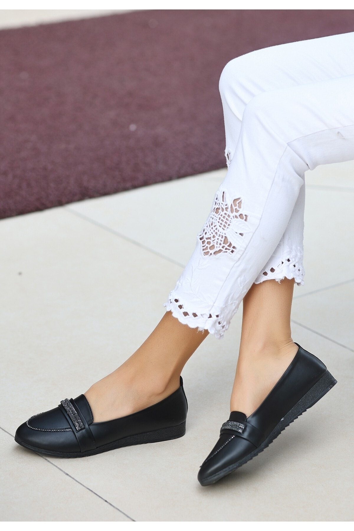 Kadın Senda Siyah Cilt Babet Ayakkabı
