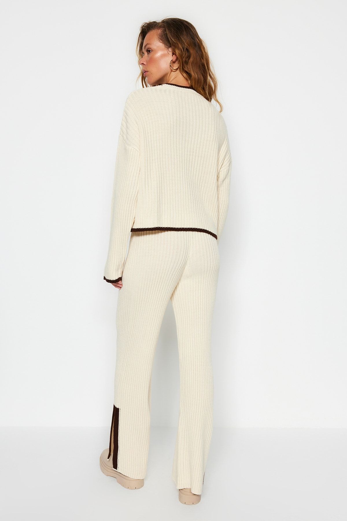 Trendyol Collection-Corded Stone Color Block Crop Knitwear Set - Twoaw24Au00021 5