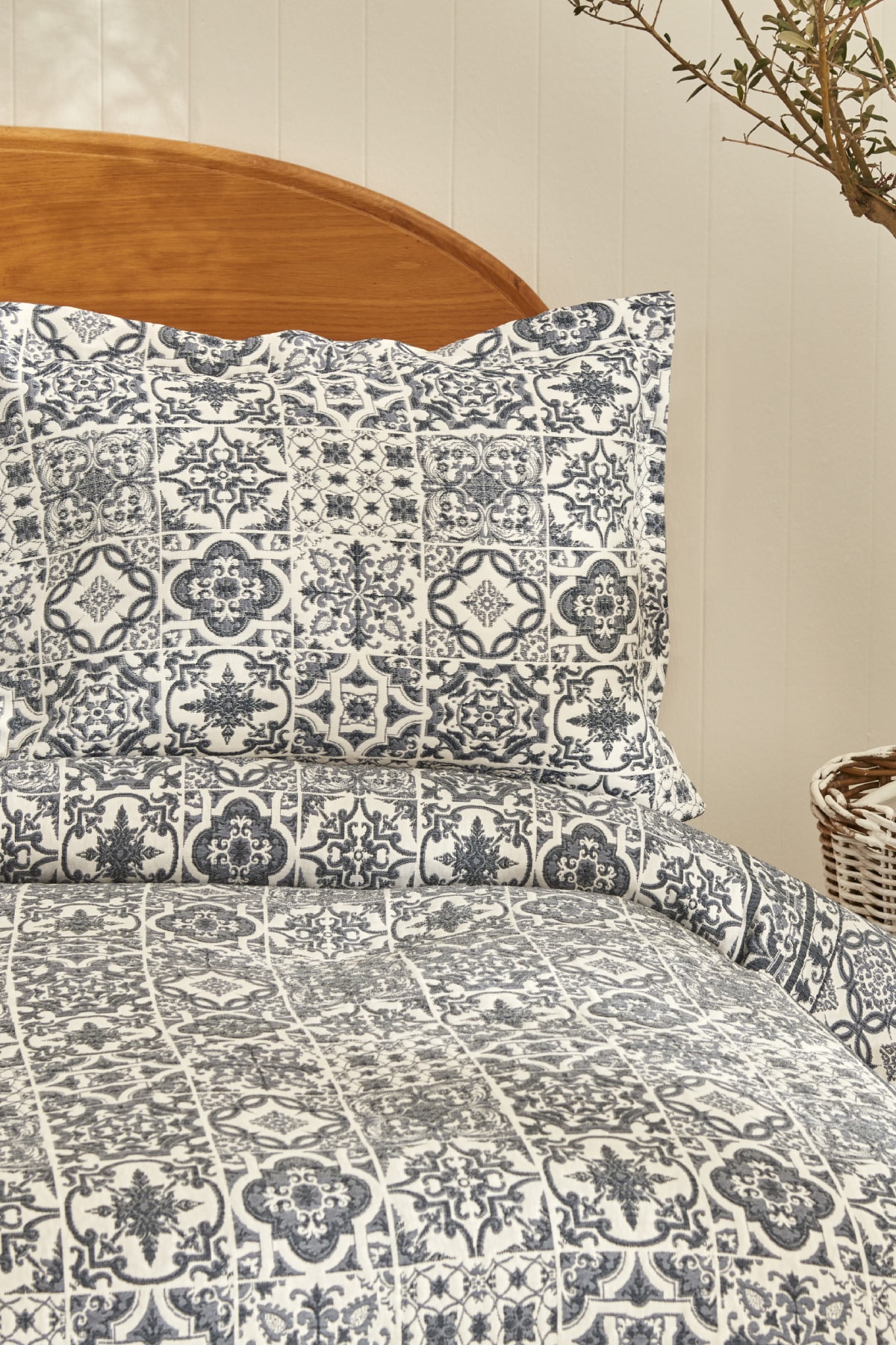 Karaca Home Tiles Çift Kişilik Yatak Örtüsü Mavi