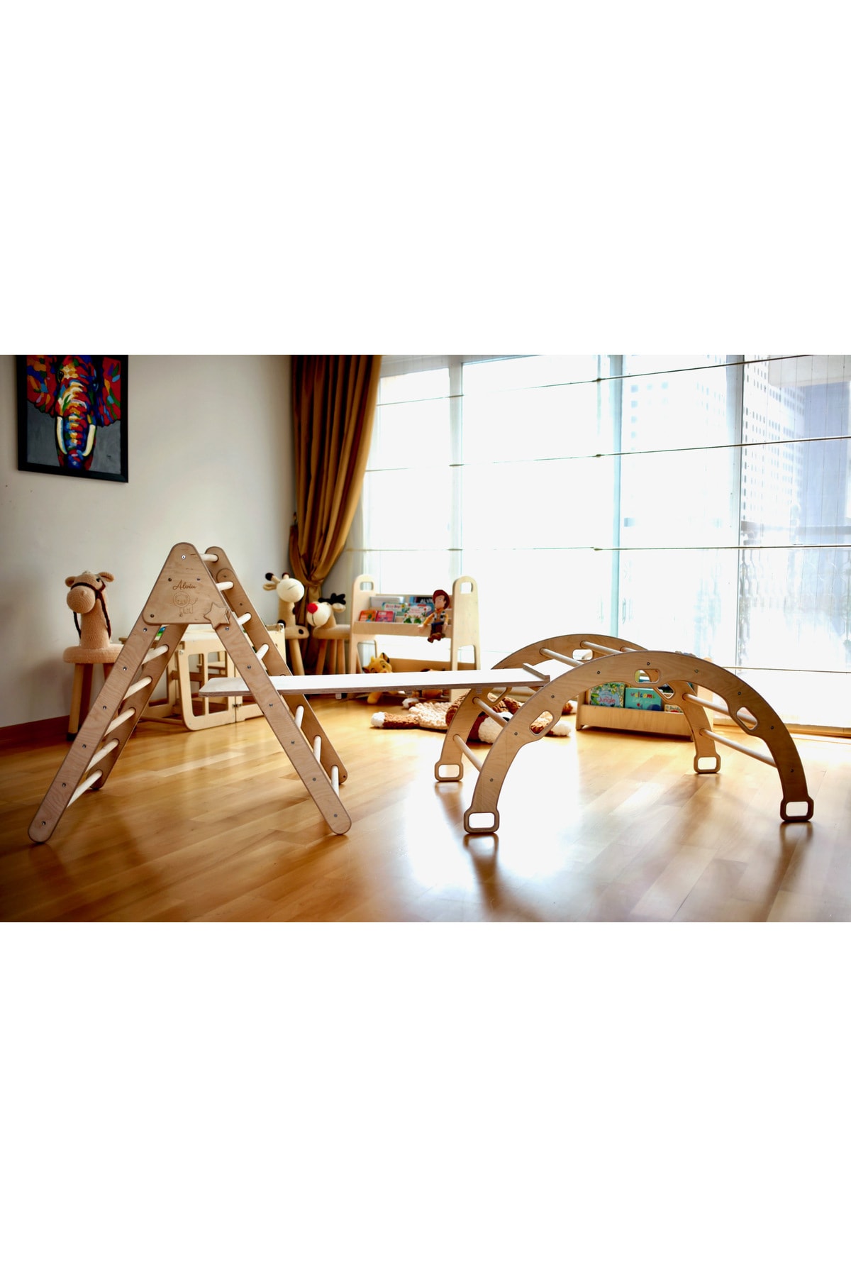 KIDOPPO Pikler Tırmanma Seti Ve Yastık | Montessori 3'lü Set | kemer Üçgen Merdiven Rampa Orman Yastık fotoğrafı 4 (önizleme)