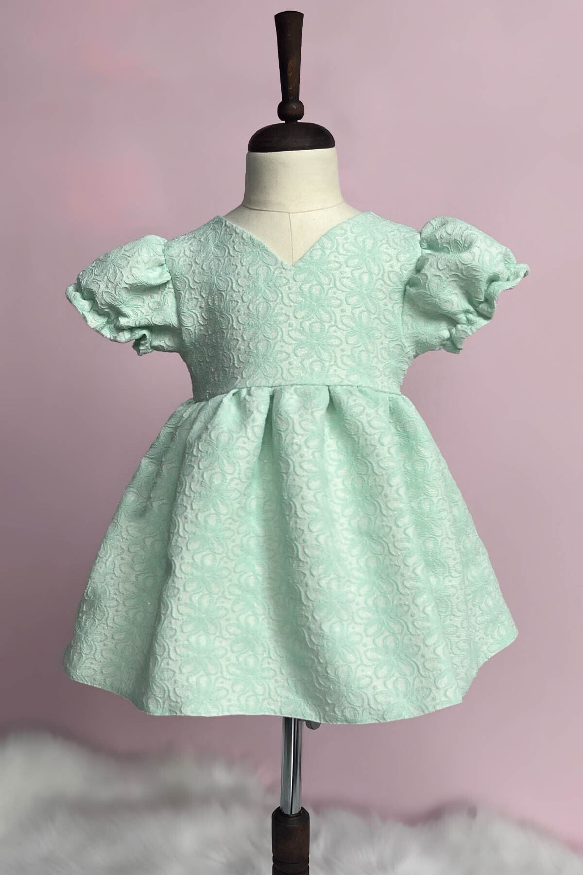 Bertu Bebek Special Design Water Green Evening Dress Girl Child
