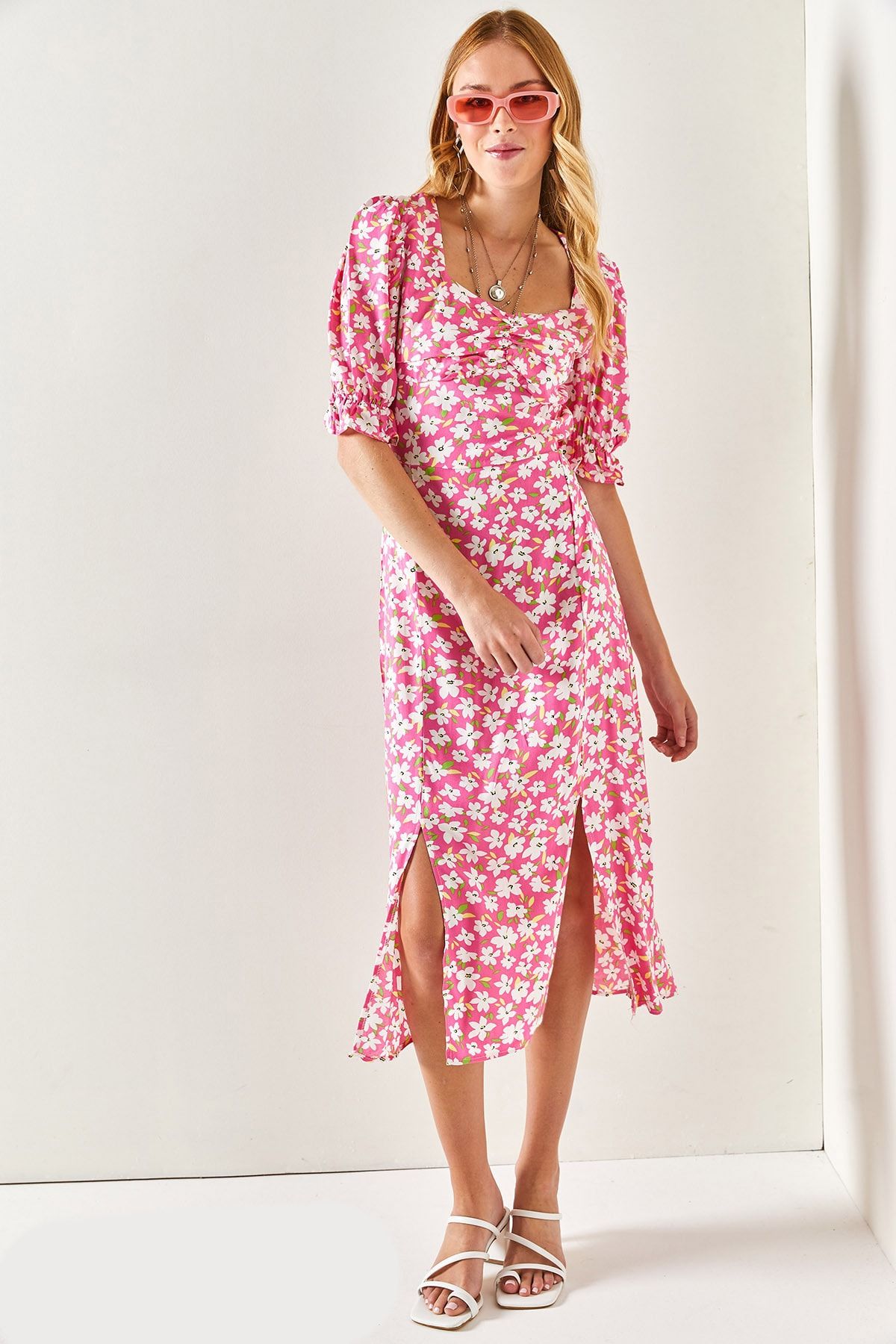 Narrated red ditsy deals floral midi dress
