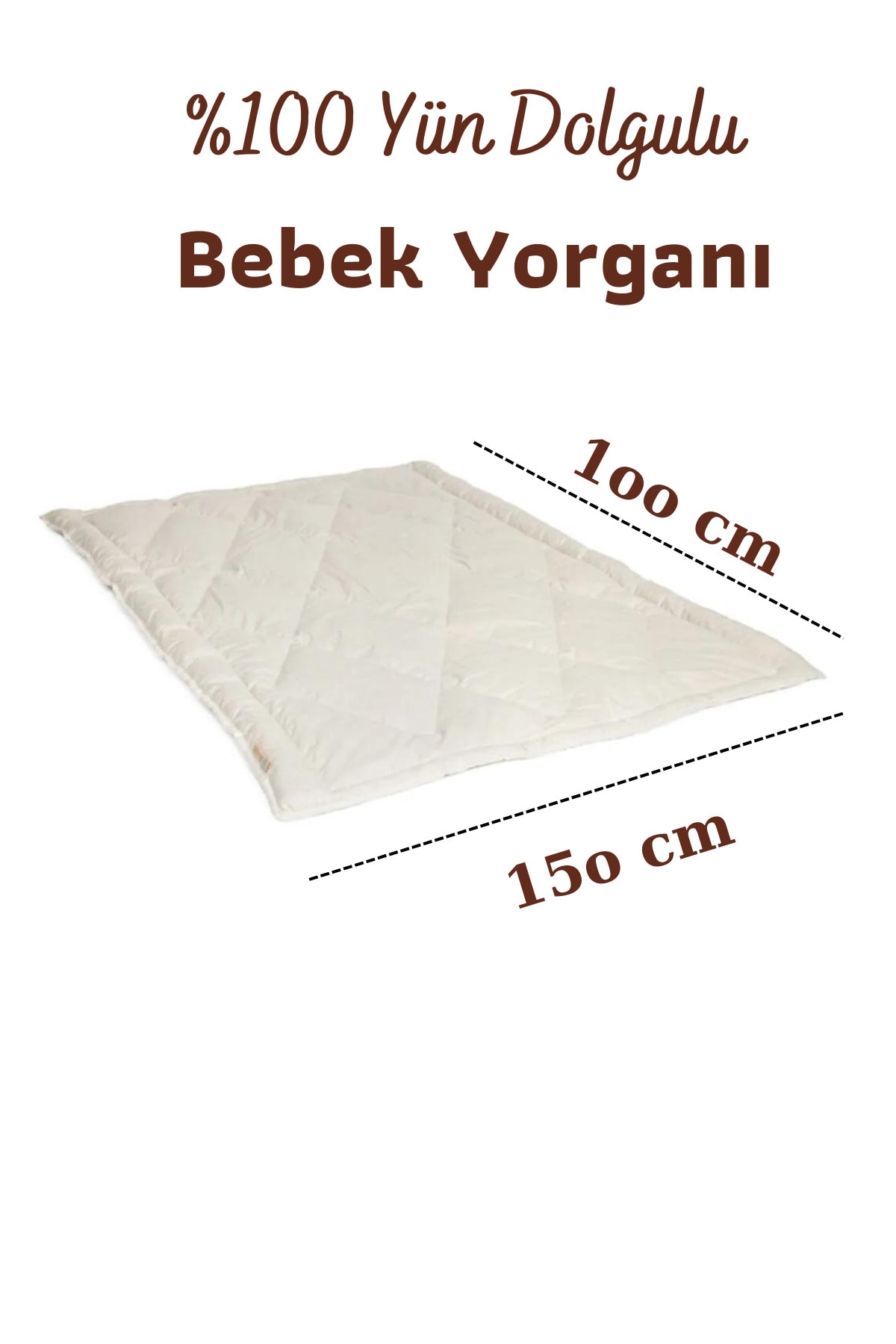 Elyaf Sepeti Yün Bebek Yorganı %100 Yün Dolgulu 100x150 cm fotoğrafı 3 (önizleme)