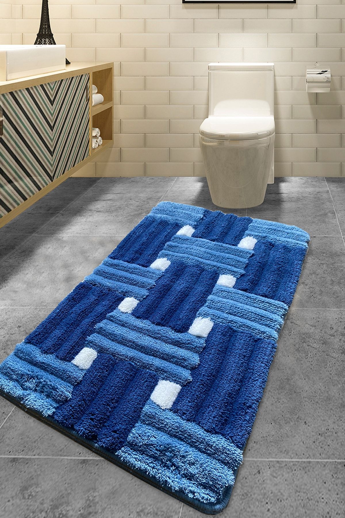 Chilai Home-Plaza Blue 70x120 Cm Covor Baie Covoraș Acrilic 1