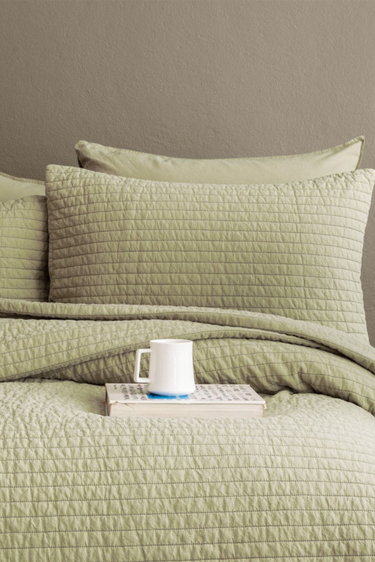 İssimo Home-Savanna Sage Single 100% Cotton Poplin Bedspread Set 3