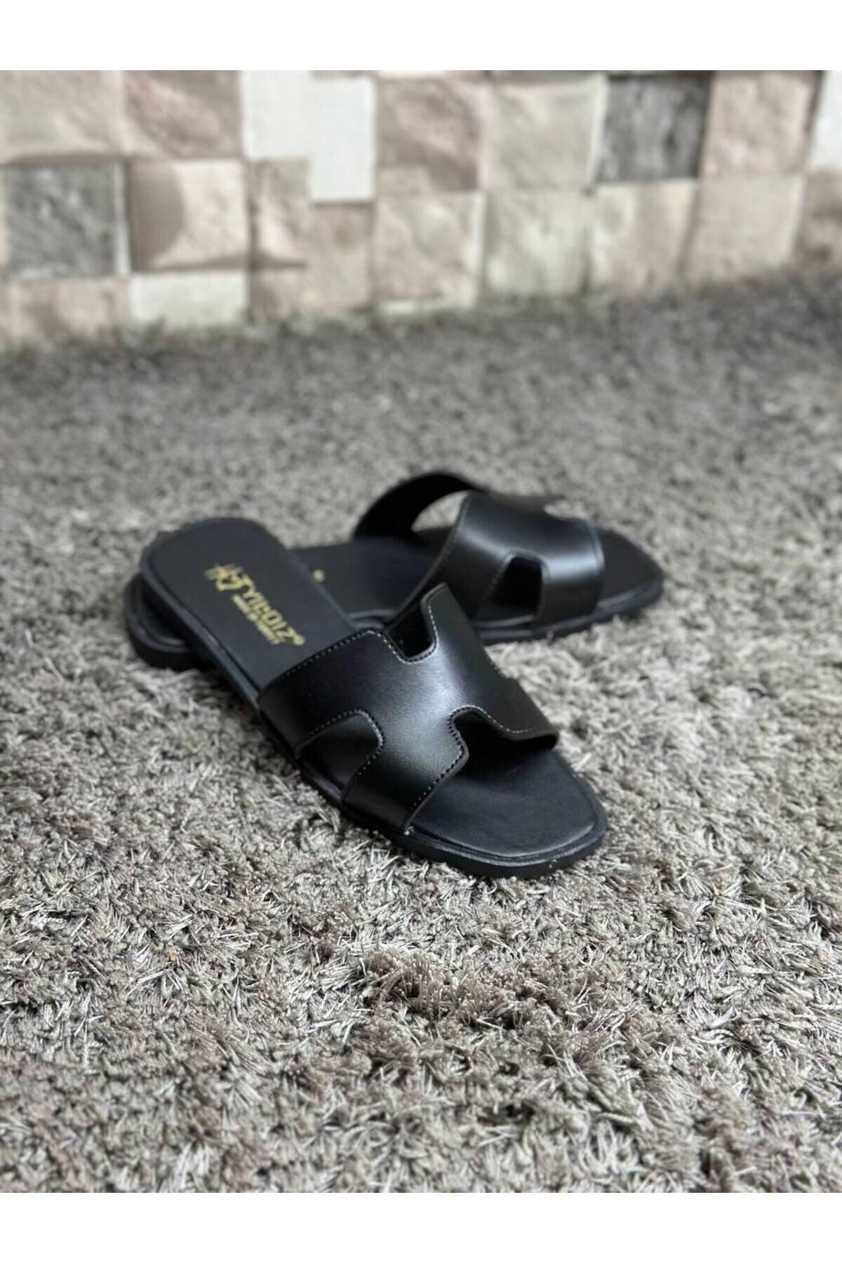 YILDIZ SHOES  Kadın Terlik Yazlık Günlük Terlik Deniz Plaj Çeyiz Misafir ev terliği SİYAH - Görsel 2