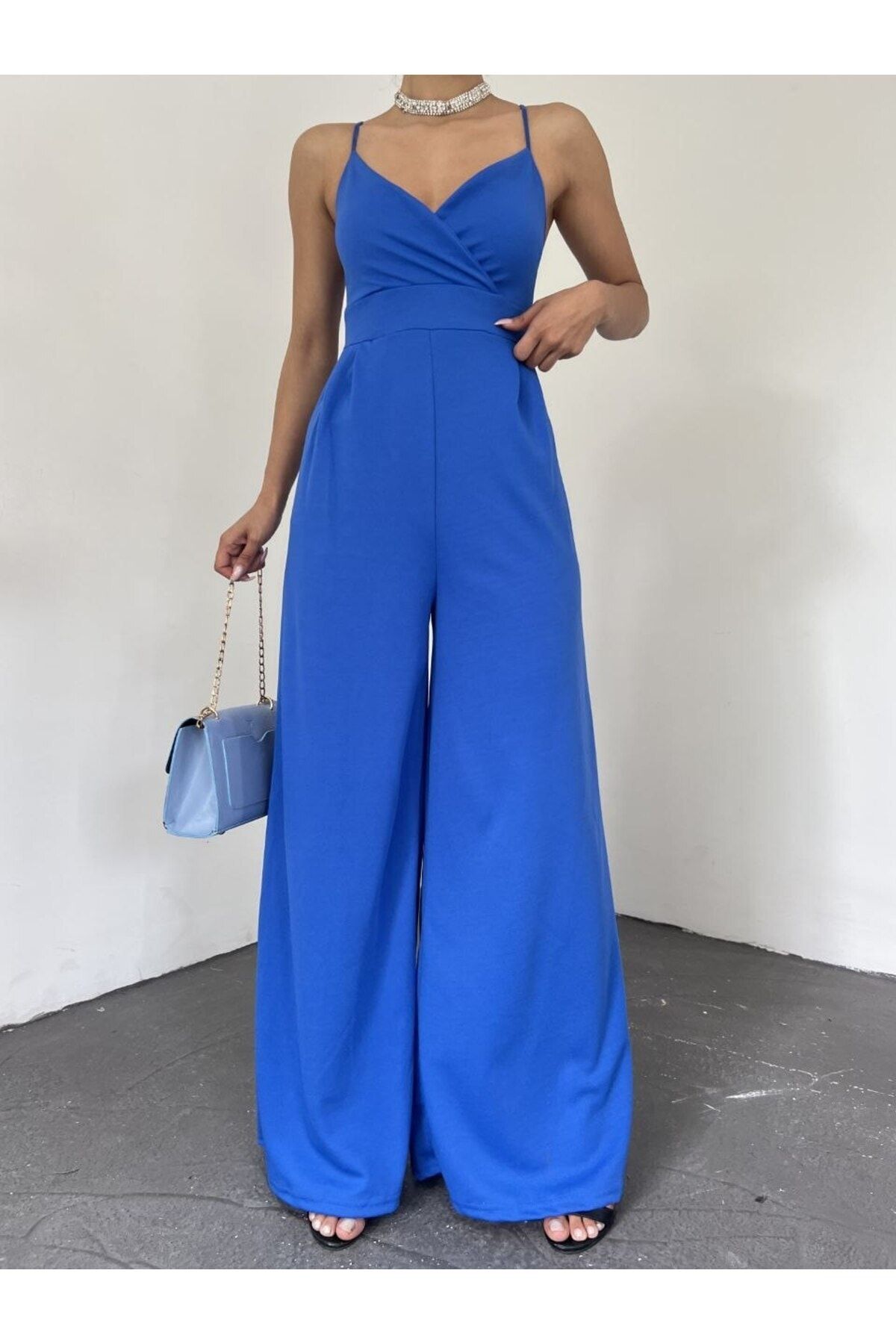 Royal blue wide cheap leg jumpsuit