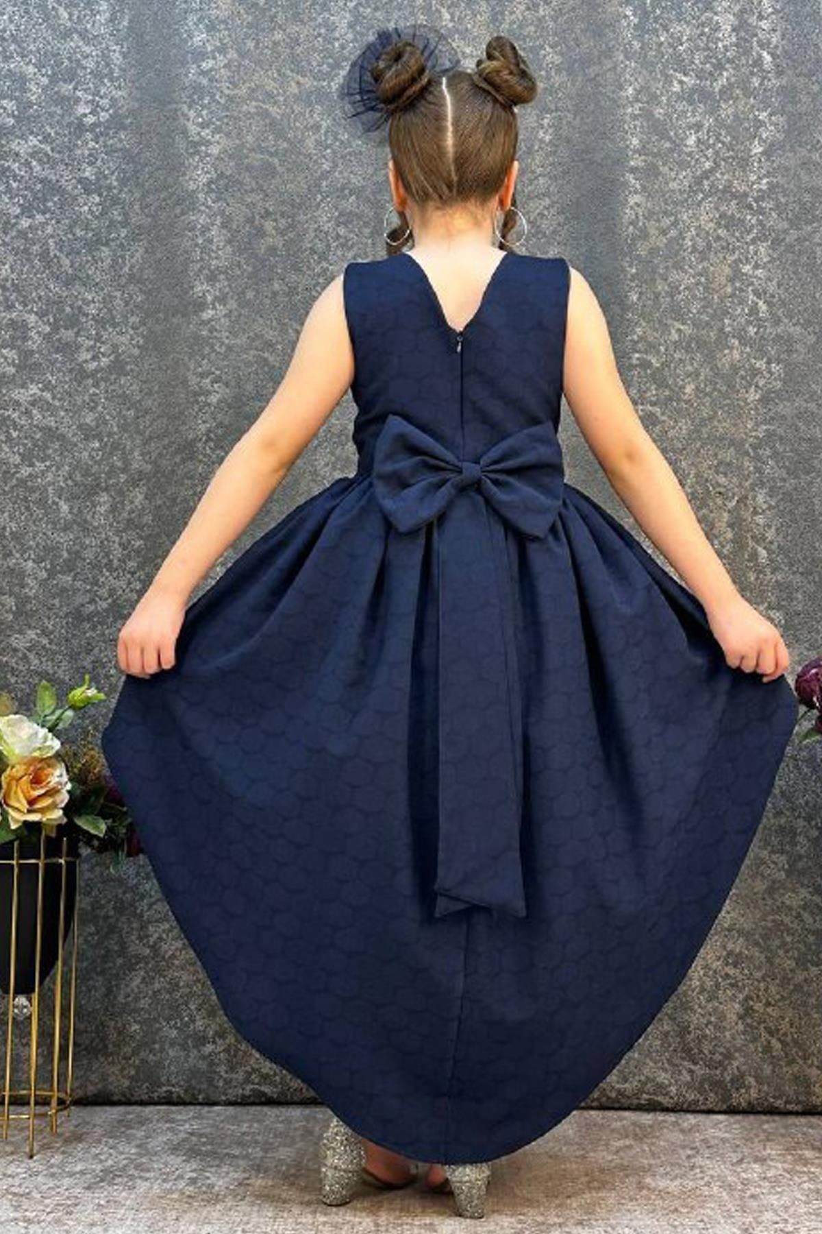 Navy blue dress short best sale in front long in back