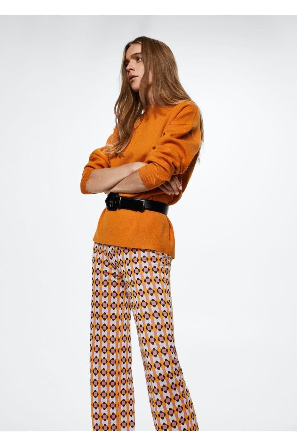 MANGO Woman-Retro Patterned Trousers 6