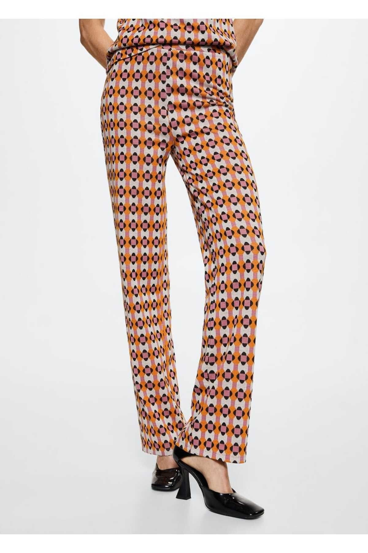 MANGO Woman-Retro Patterned Trousers 8