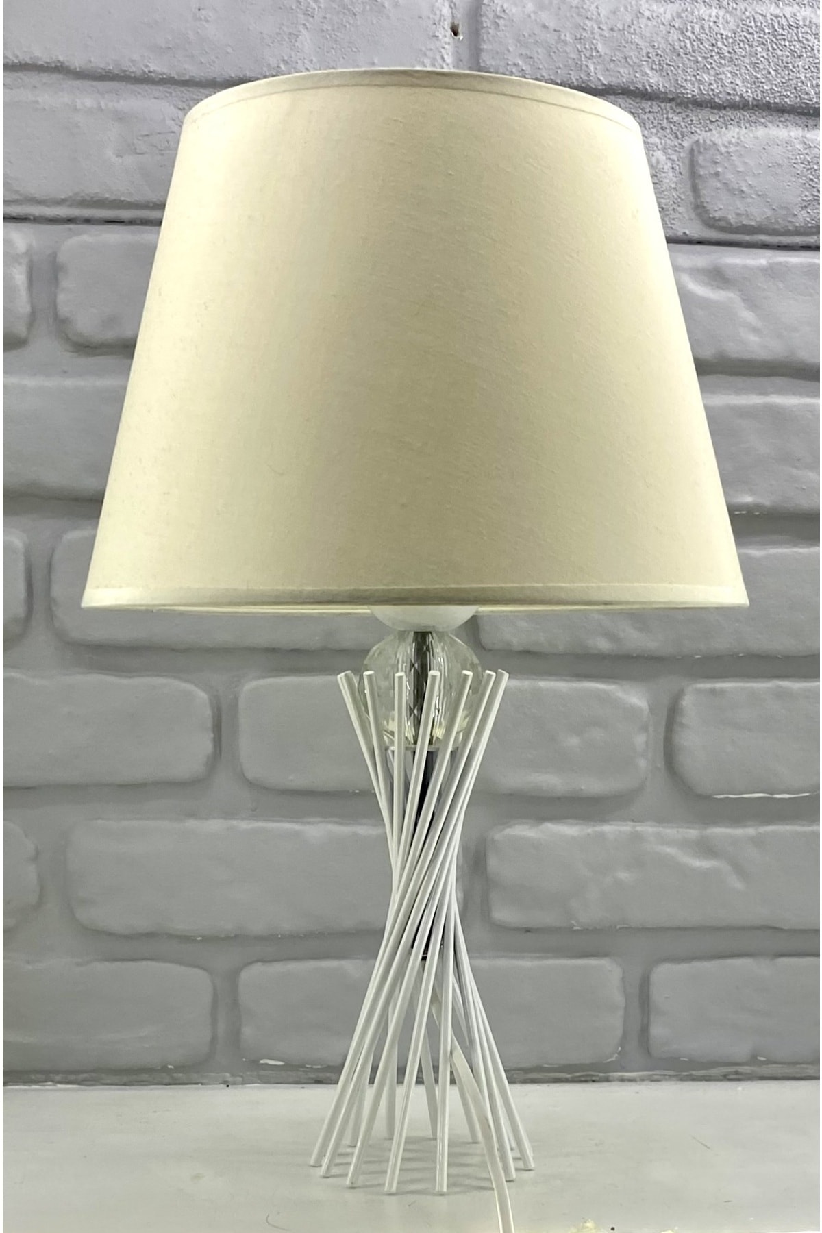 White Auger Metal Leg Crystal Glass Bulk Fabric Cap Lampshade