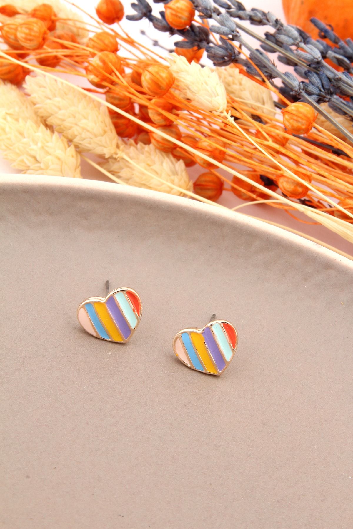 Rainbow heart earrings best sale