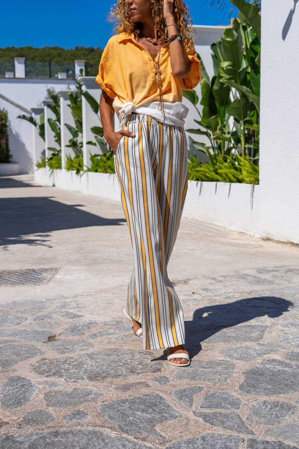 Loose linen hot sale trousers womens