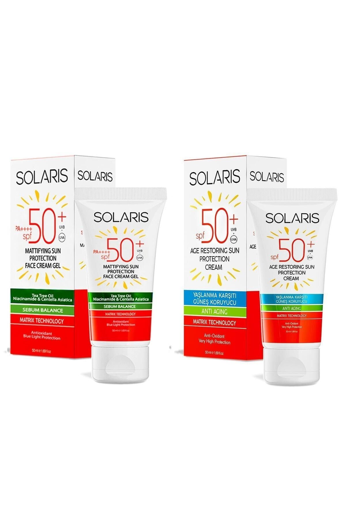 ضد آفتاب ژل (MAT) Spf 50 (50 ML) برای پوست های چرب و ضد آفتاب ضد پیری Spf 50 SOLARIS