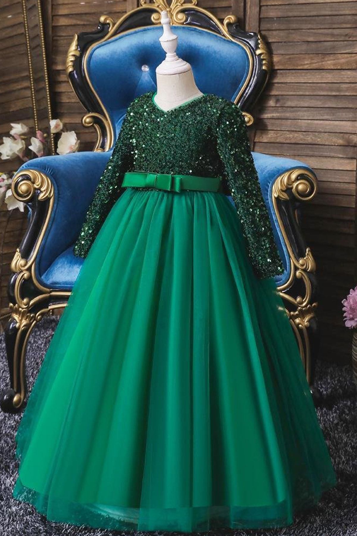 Tomac-Green Zara Sequined Girl's Dress -Zara Sequined Girl's Ball Dress Christmas Dress 2
