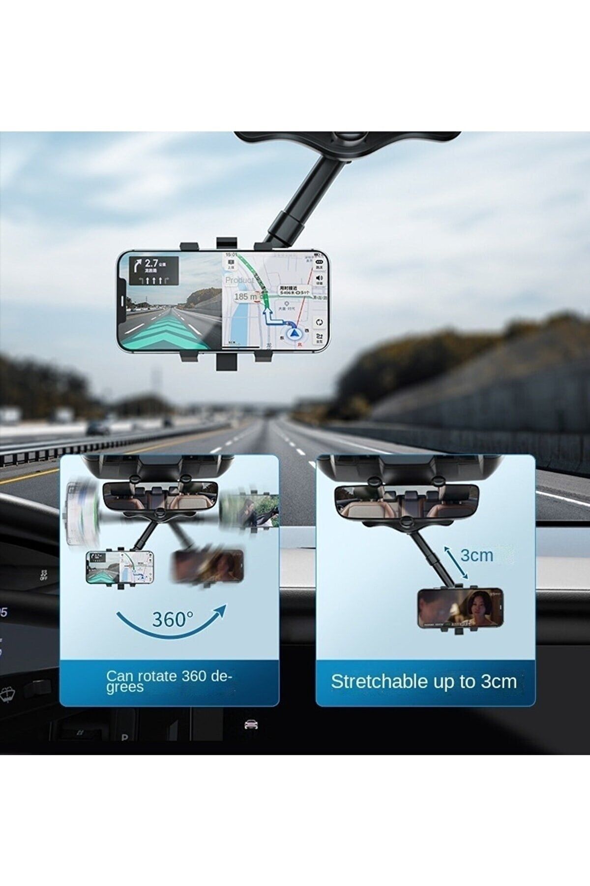 Asfal Araç Içi Kaliteli Dikiz Aynası Telefon Tutucu Pratik, Uzayıp  Ayarlanabilir 360° Dönen Car Holder Fiyatı, Yorumları - Trendyol