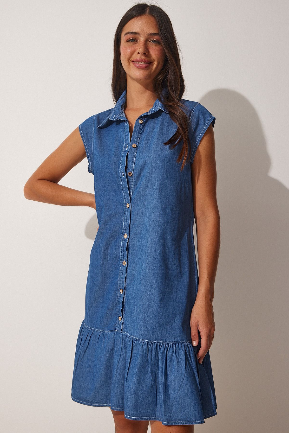 Denim shift shop dress with pockets