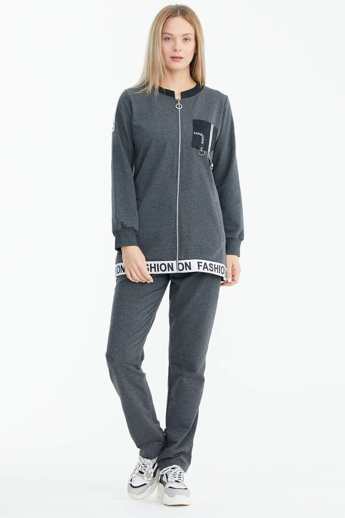 Sementa Comfortable Fit Tracksuit Set with Glitter Strip Detail
