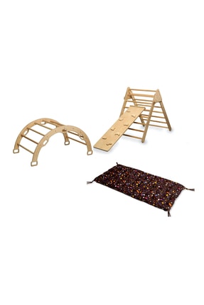 KIDOPPO Pikler Tırmanma Seti Ve Yastık | Montessori 3'lü Set | kemer Üçgen Ta...