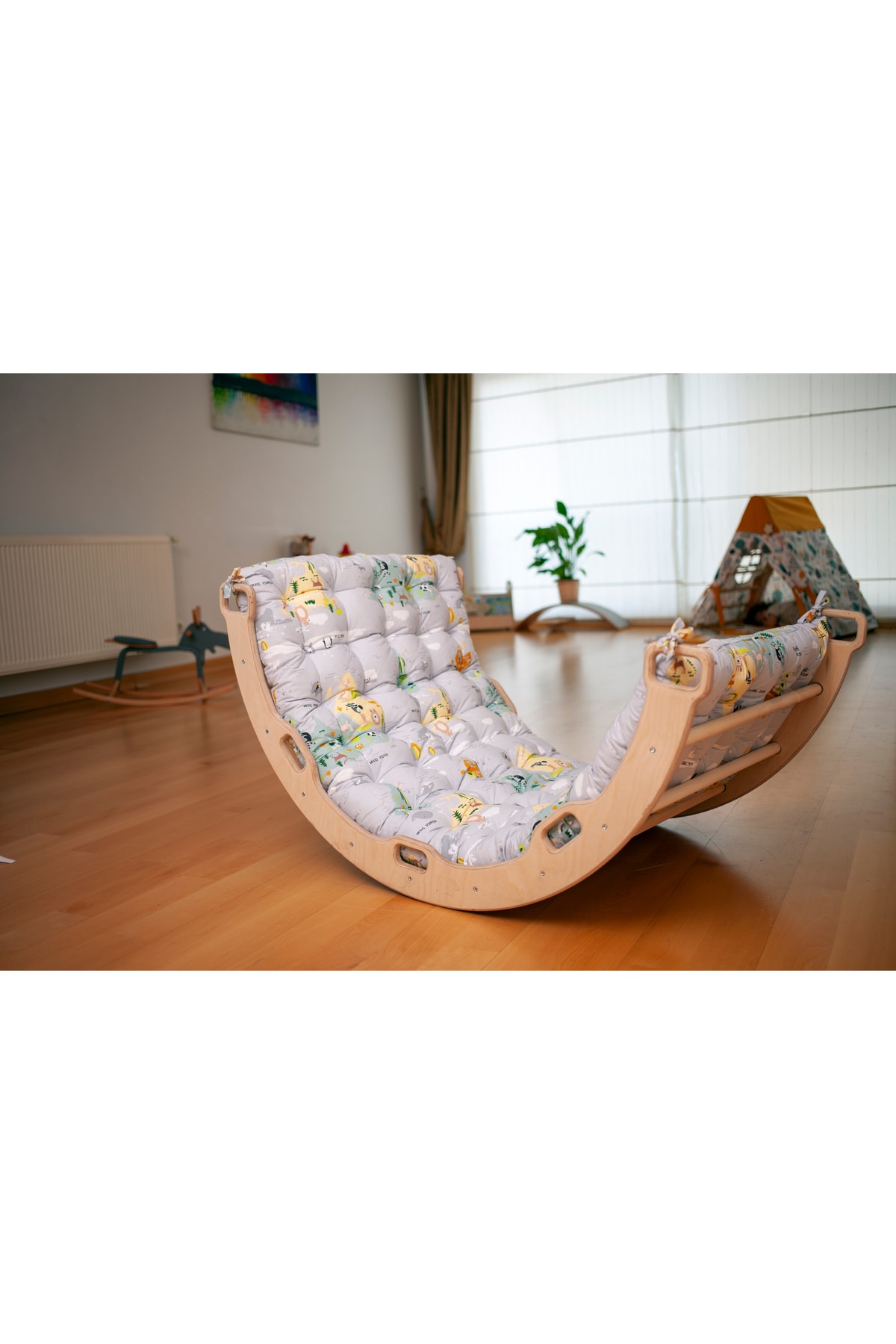 KIDOPPO Pikler Tırmanma Seti Ve Yastık | Montessori 3'lü Set | kemer Üçgen Taşlı Rampa Harita Yastık fotoğrafı 3 (önizleme)