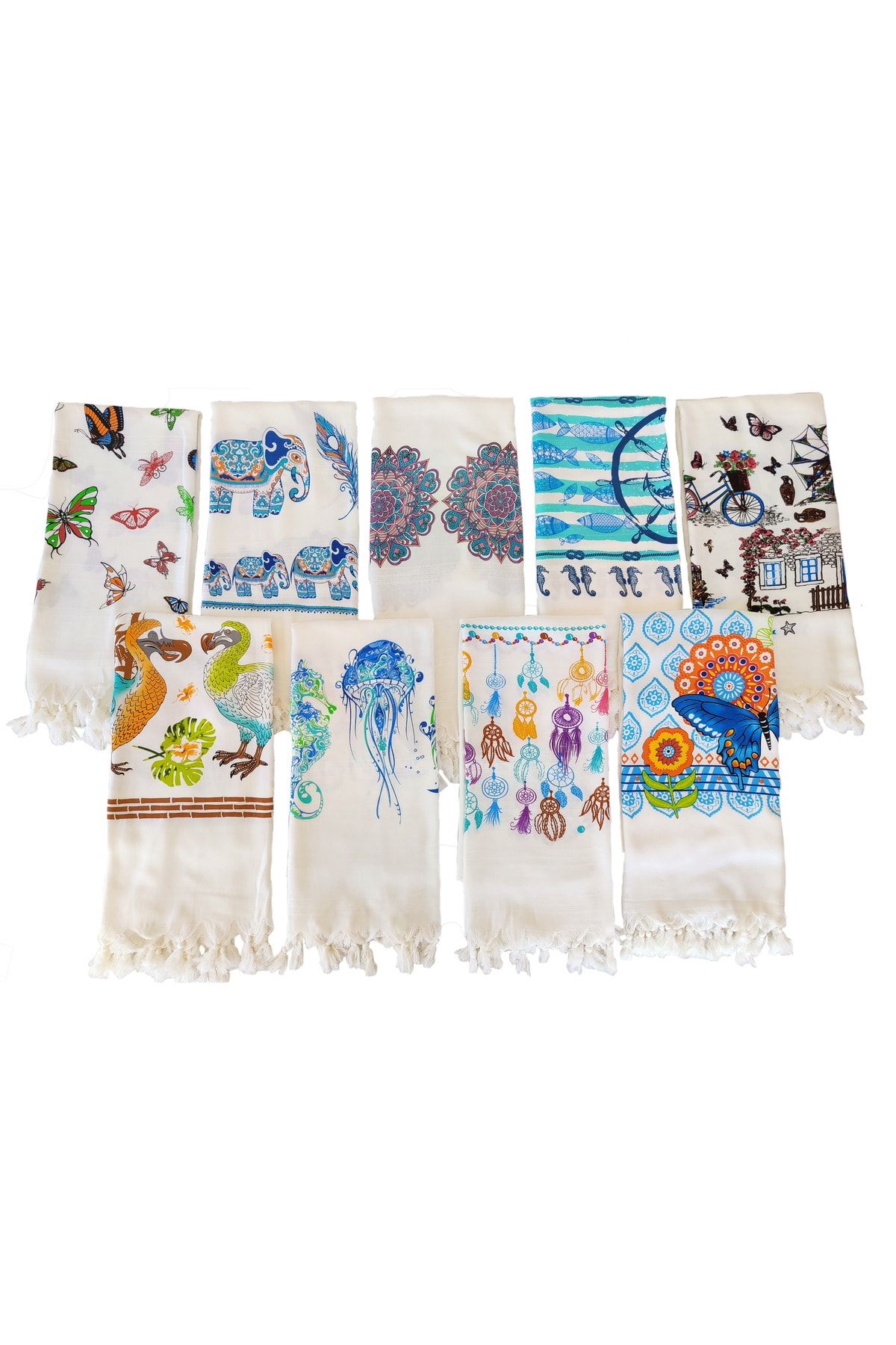 Peştanoz-Bamboo Peshtemal, Elephant Printed Pattern, Beach Towel, Bath Towel 4