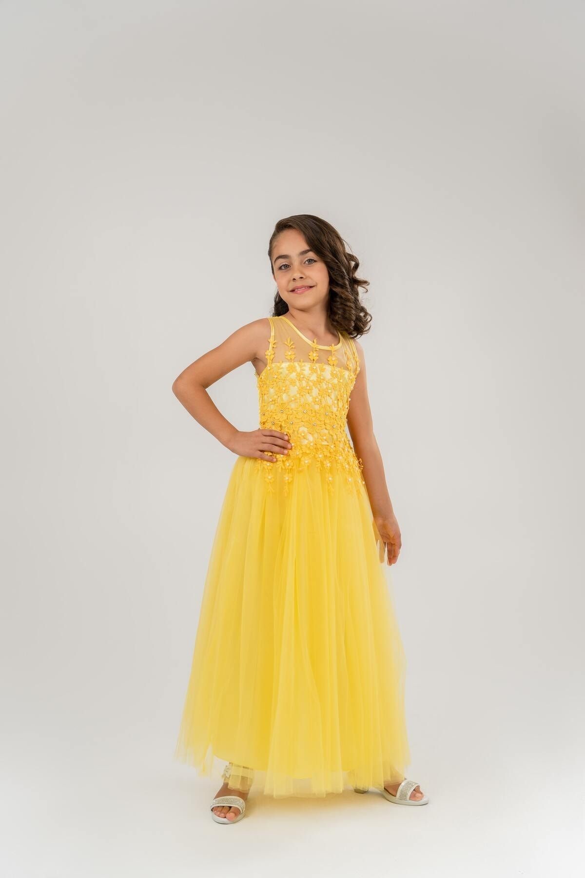 Merto lu Baby Evening Prom Dress Yellow Standard Trendyol