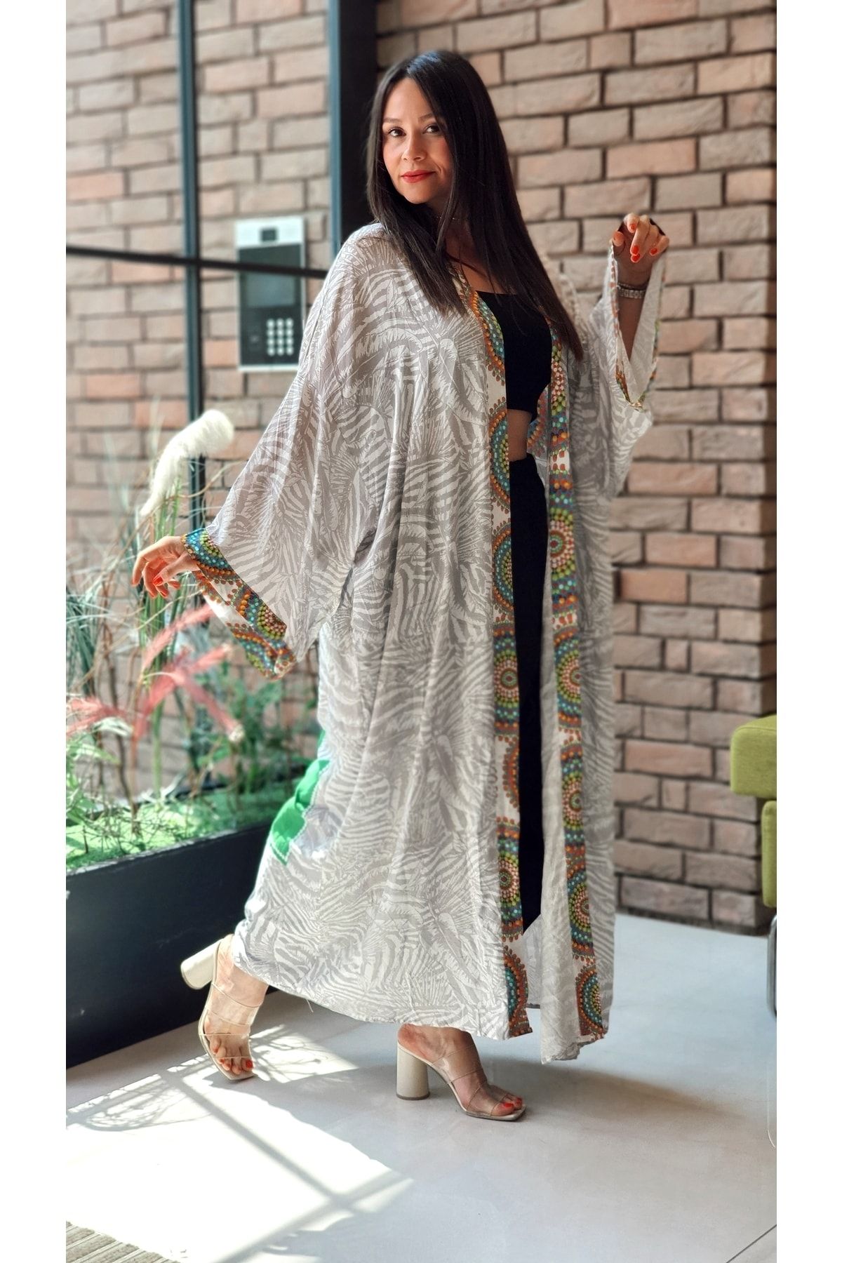 Park Moda Kimono Caftan Gray Oversize Trendyol
